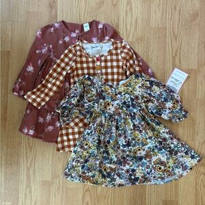 Floral and Checkered Kids Dresses Set of 3 size 2T
